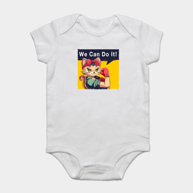 Rosie The Riveter - Cat Baby Bodysuit by CreativeSage